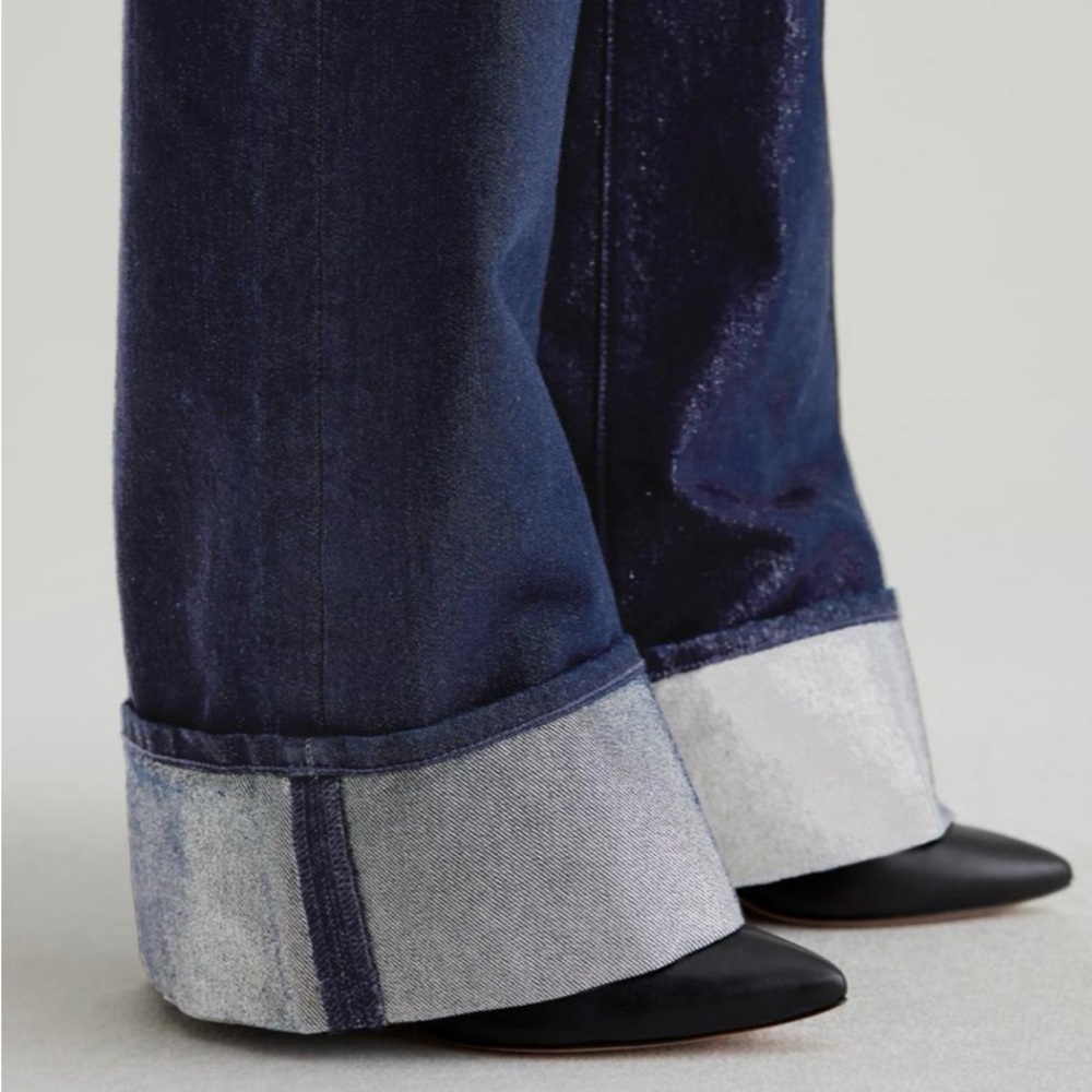 AG Dark Blue Wide-Leg Jean with silver shimmer and cuff - 26 - Picture 9 of 15